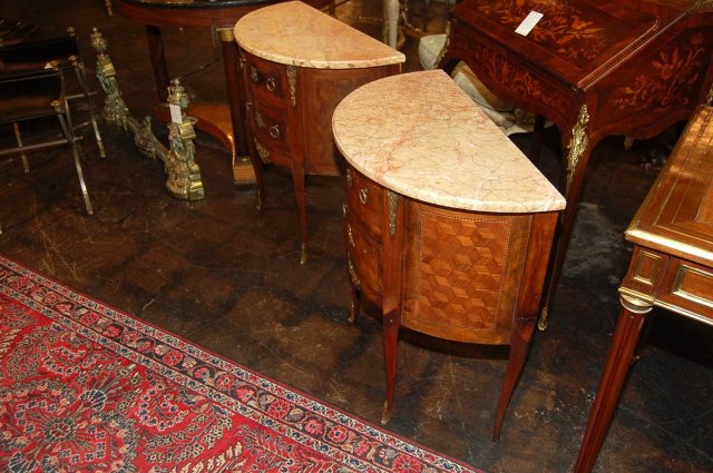 Pair French Parquetry Nightstands