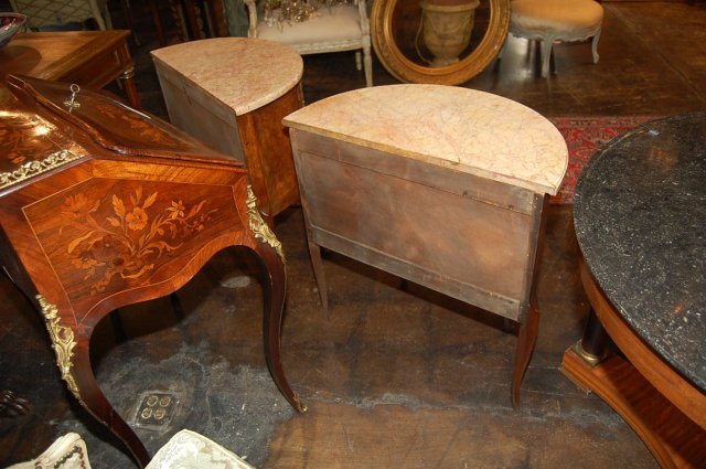 Pair French Parquetry Nightstands