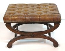 English Leather Tabouret Stool