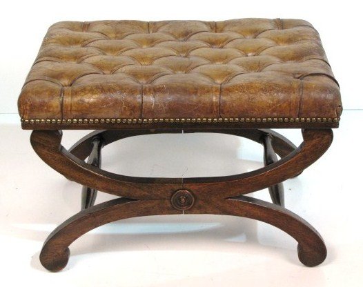 English Leather Tabouret Stool