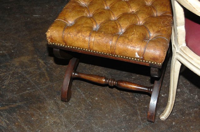 English Leather Tabouret Stool