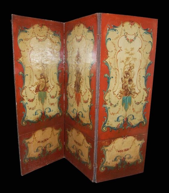 19th Century French Painted Screen