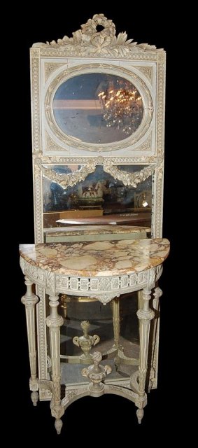 Petite French Louis XVI Mirror & Console Set