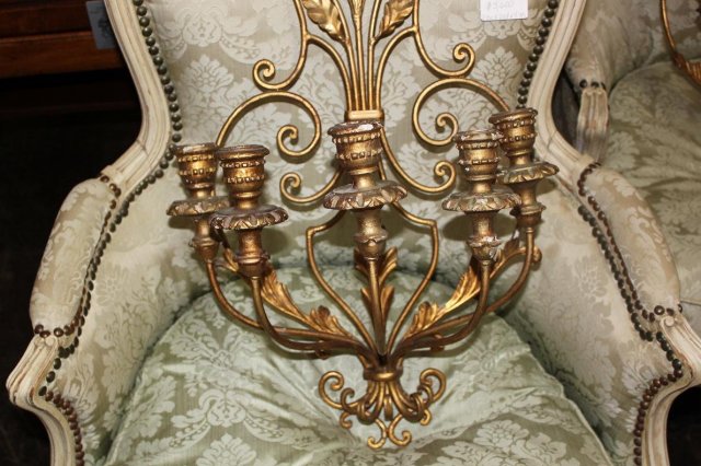 French Tole & Giltwood Sconce
