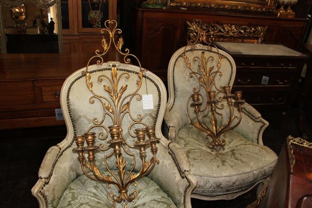 French Tole & Giltwood Sconce