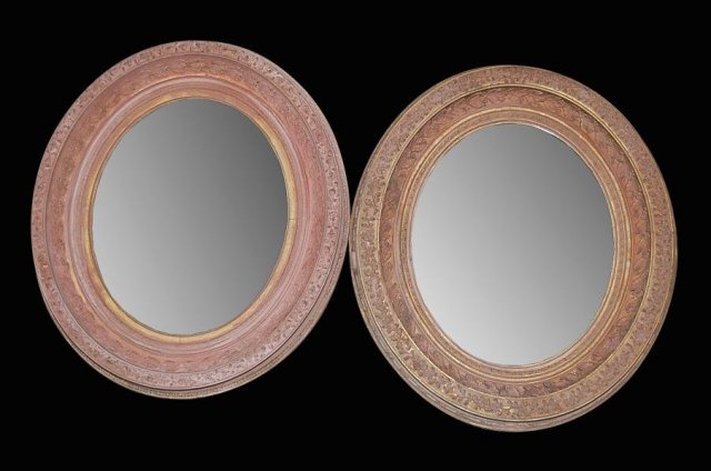 Pair of French Oval Mirrors