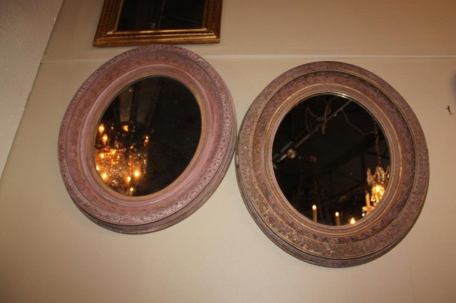 Pair of French Oval Mirrors