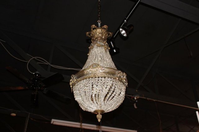 French Crystal Basket Chandelier