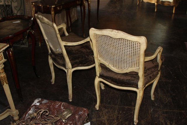 Petite Pair of Caned Chairs