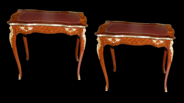 Pair French Inlaid Writing Tables