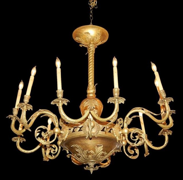 French Ornate Bronze Chandelier