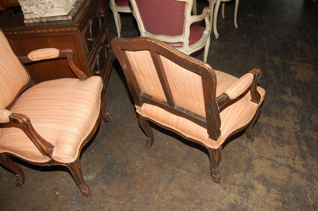 Pair French Walnut Armchairs
