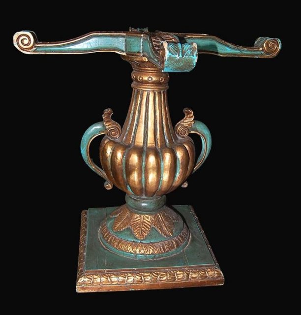 Italian Lacquered Pedestal Table w/ Glass Top