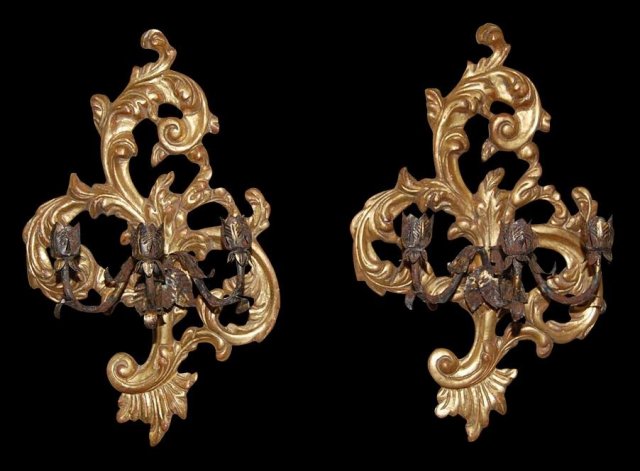 Pair Giltwood Sconce