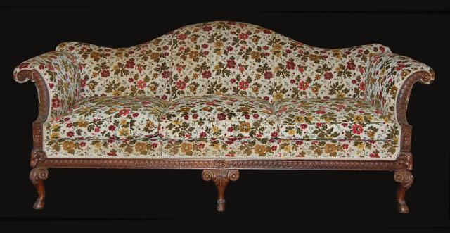 Continental Carved Walnut Sofa