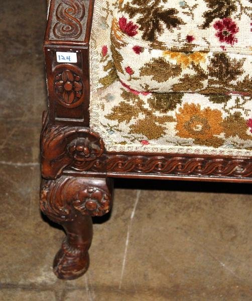 Continental Carved Walnut Sofa