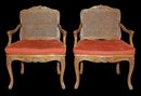 Pair French Caned Armchairs