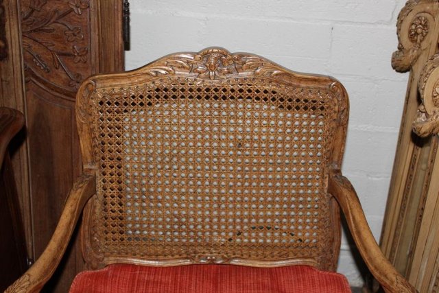 Pair French Caned Armchairs