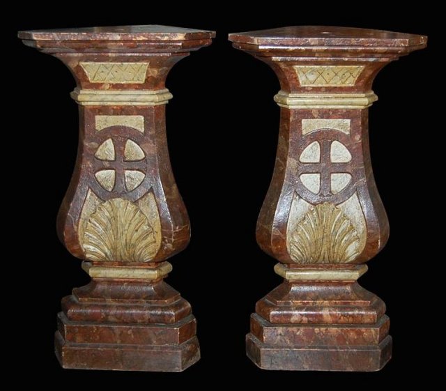 Pair French Lacquered Pedestals
