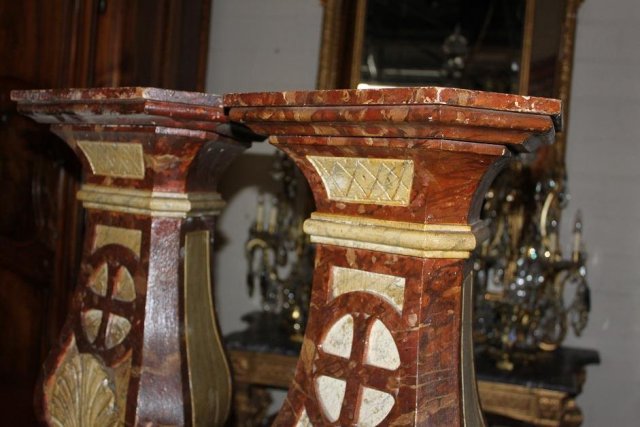 Pair French Lacquered Pedestals