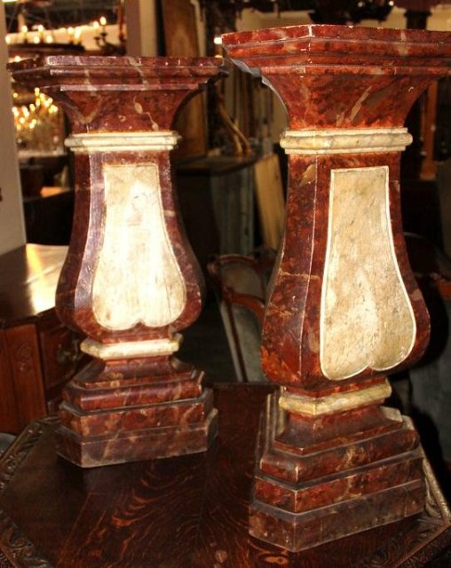 Pair French Lacquered Pedestals