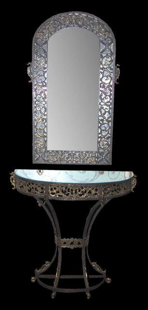 Oscar Bach Art Deco Mirror & Console