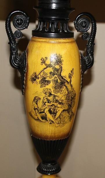 Pair French Tole Painted Lamps