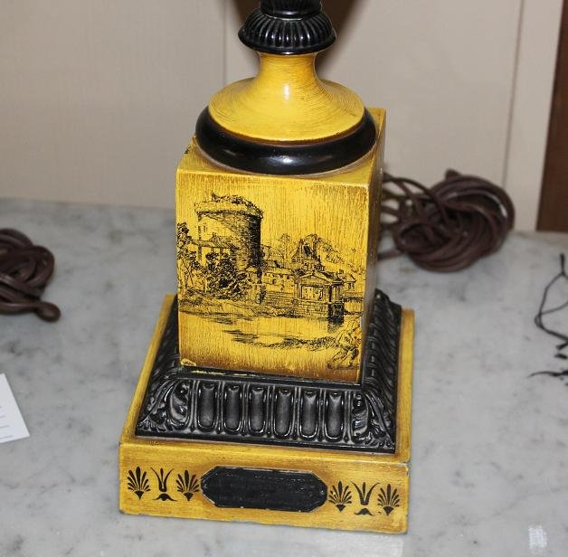 Pair French Tole Painted Lamps