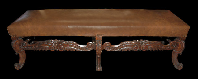 French Leather Bed Bench