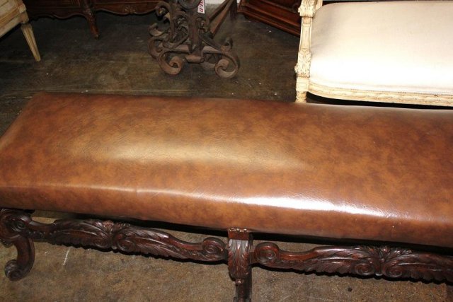 French Leather Bed Bench