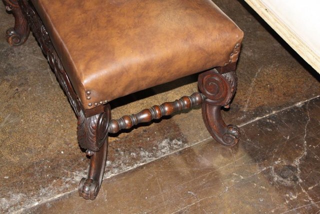 French Leather Bed Bench