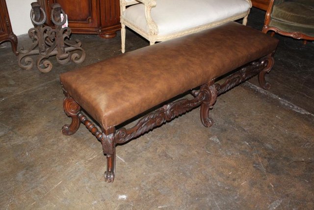 French Leather Bed Bench