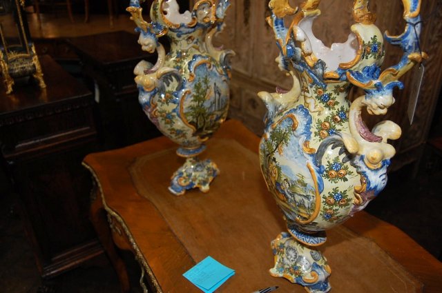 Pair Italian Faience Vases
