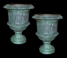 Pair Bronze Urns