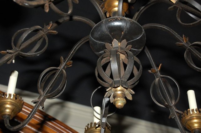 Pair French Iron Chandeliers