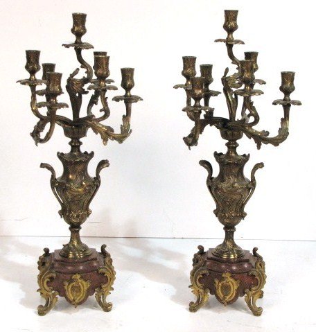 Pair of French Bronze Candelabra