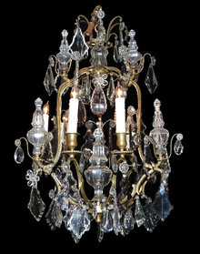 French Bronze & Crystal Chandelier