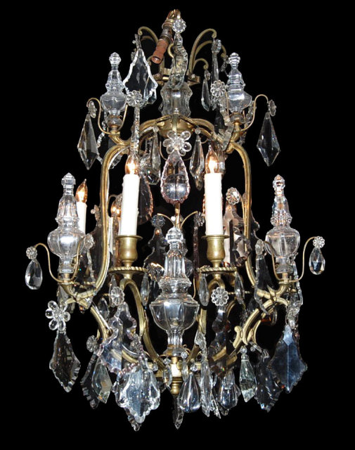 French Bronze & Crystal Chandelier