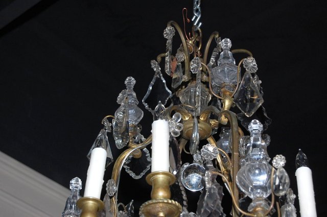 French Bronze & Crystal Chandelier