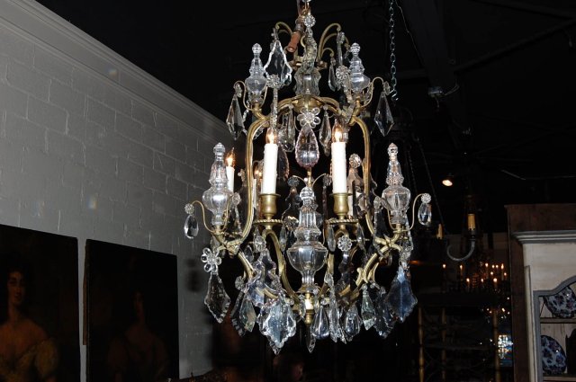 French Bronze & Crystal Chandelier