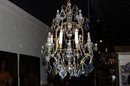 French Bronze & Crystal Chandelier