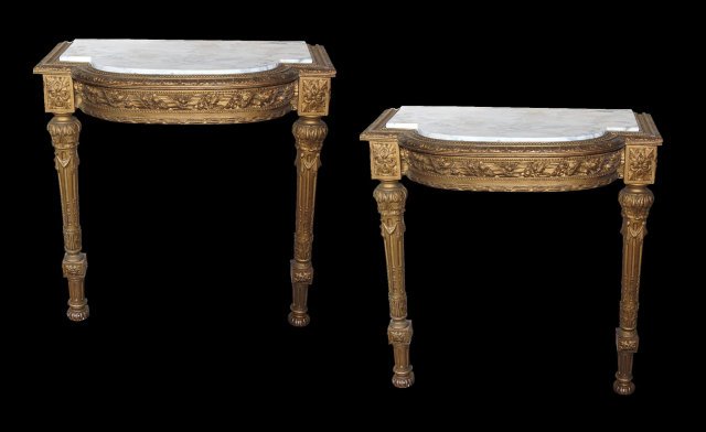 Pair French Giltwood Consoles
