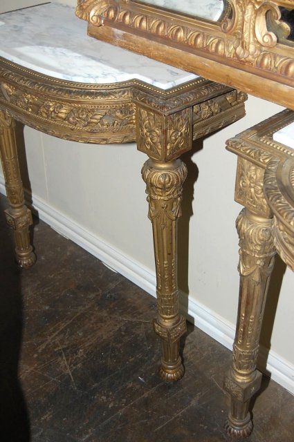 Pair French Giltwood Consoles