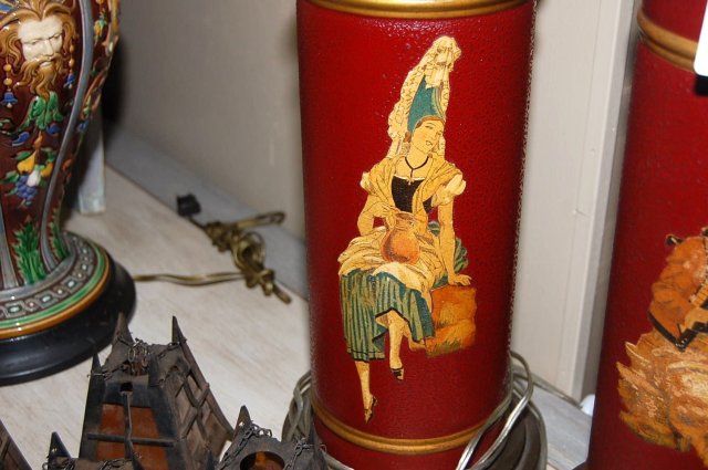 Pair of Antique Tole Painted Lamps