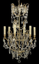 French Gilt Lacquered Brass & Crystal Chandelier