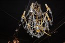 French Gilt Lacquered Brass & Crystal Chandelier