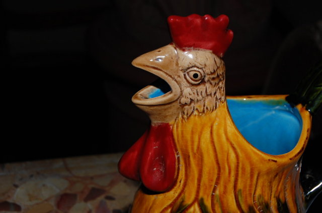French Majolica Rooster Pitcher