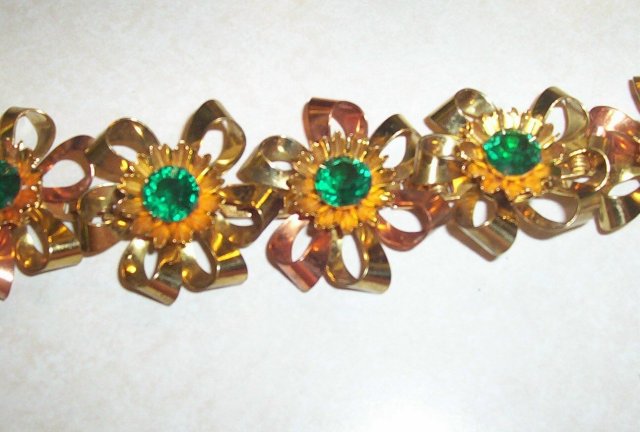 Juliana Type Green Rhinestone and Gold Vermeil Bracelet