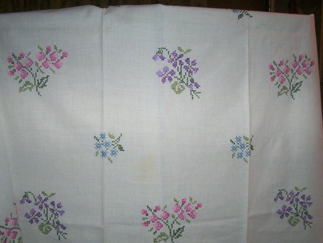 Vintage Cross Stitch Tablecloth