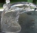 Hand Etched Crystal Cornucopia Vase